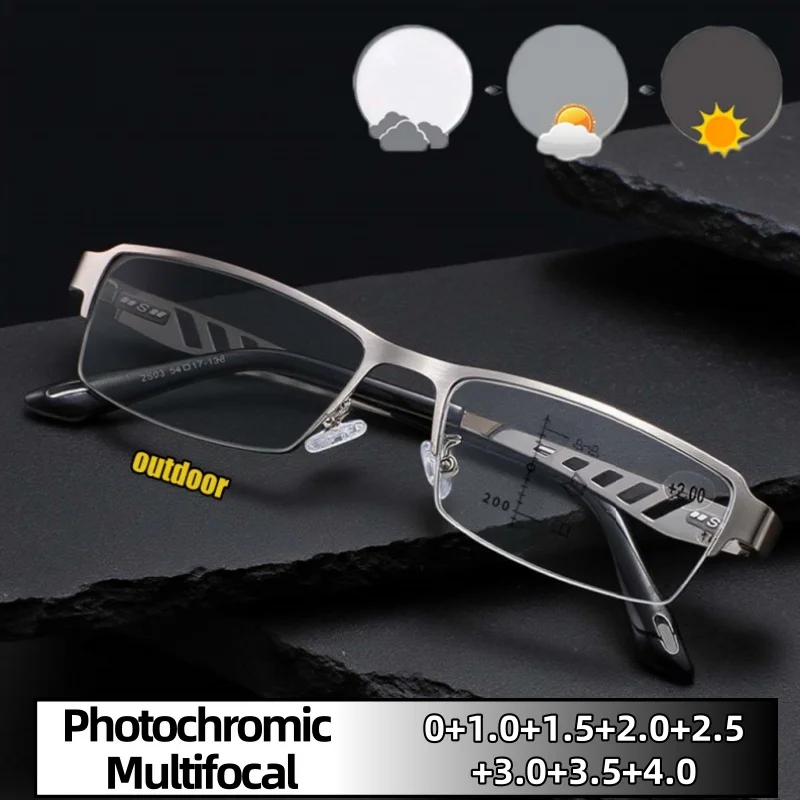 

Personality Fashionable Photochromic Multifocal Presbyopia Glasses Ultra Light Comfortable Anti-Blue Light Eyeglasses 0 To +4.0