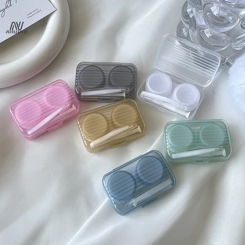 1PC Cute Candy Color Contact Lens Case For Girl Cute Portable Contact Lens Box Kit Beauty Lens Storage Container