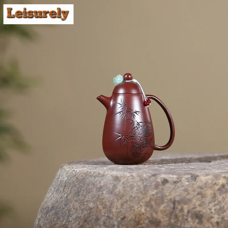 

180ml Ancient Yixing Purple Clay Teapots Artists Handmade High Dragon Egg Pot Raw Ore Dragon's Blood Sand Kettle Zisha Tea Set
