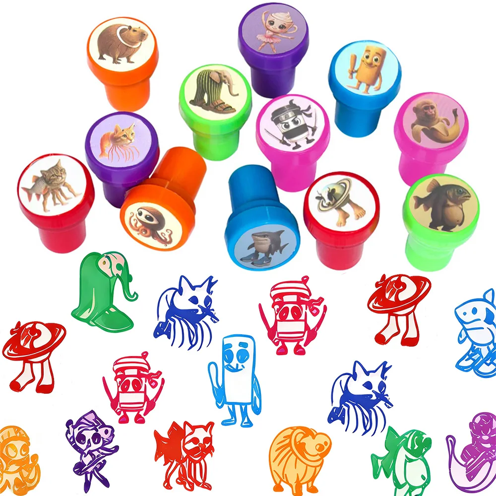 

12/36pcs Tralalero Tralala Brainrot Self Ink Stamps Party Favors Kids Birthday Gifts Classroom Rewards Baby Shower Party Supplie