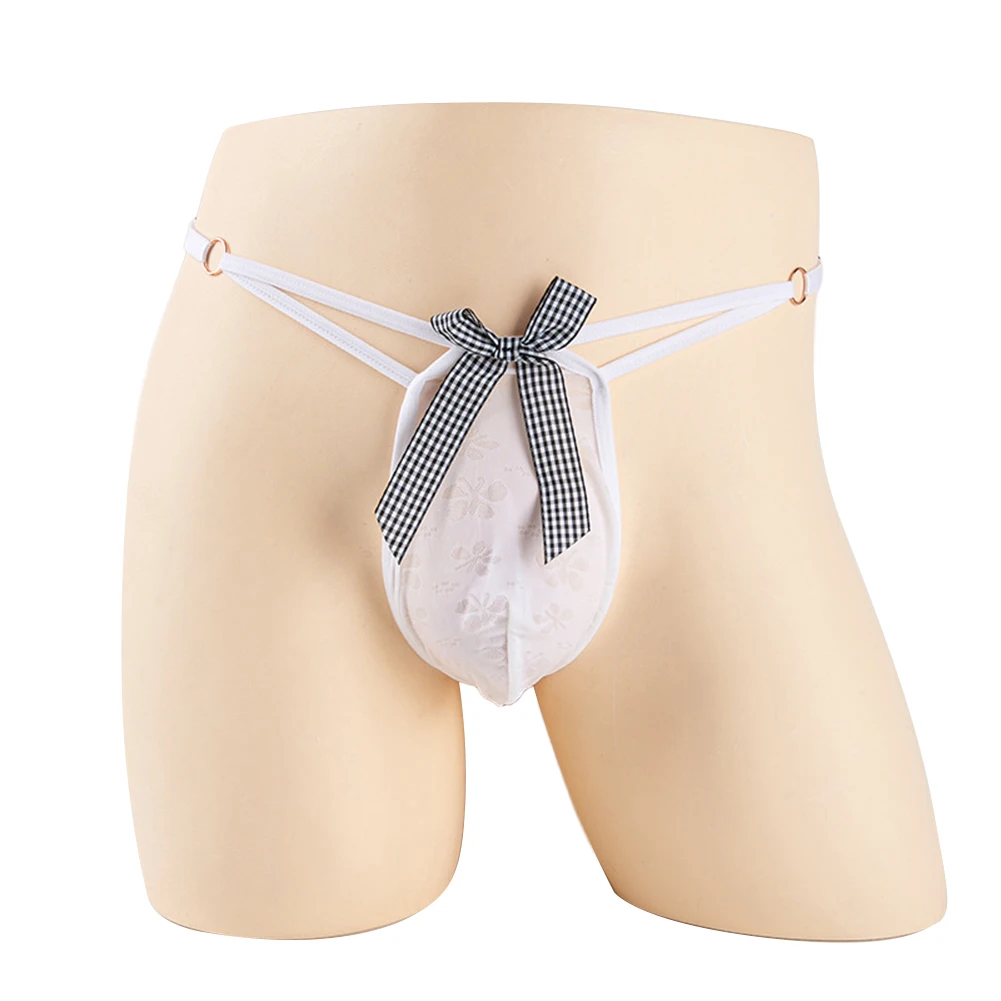Men Sexy Sissy Jacquard Bow Men's Panties Briefs G-string Thongs Low Rise T-back G-strings Brazilian Underwear Sexy Lingerie 3