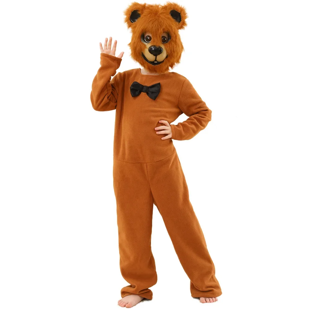 Lindo pequeño oso pardo mono niños y niñas oso Animal traje de piel niños Halloween Cosplay disfraz fiesta vestir pijamas