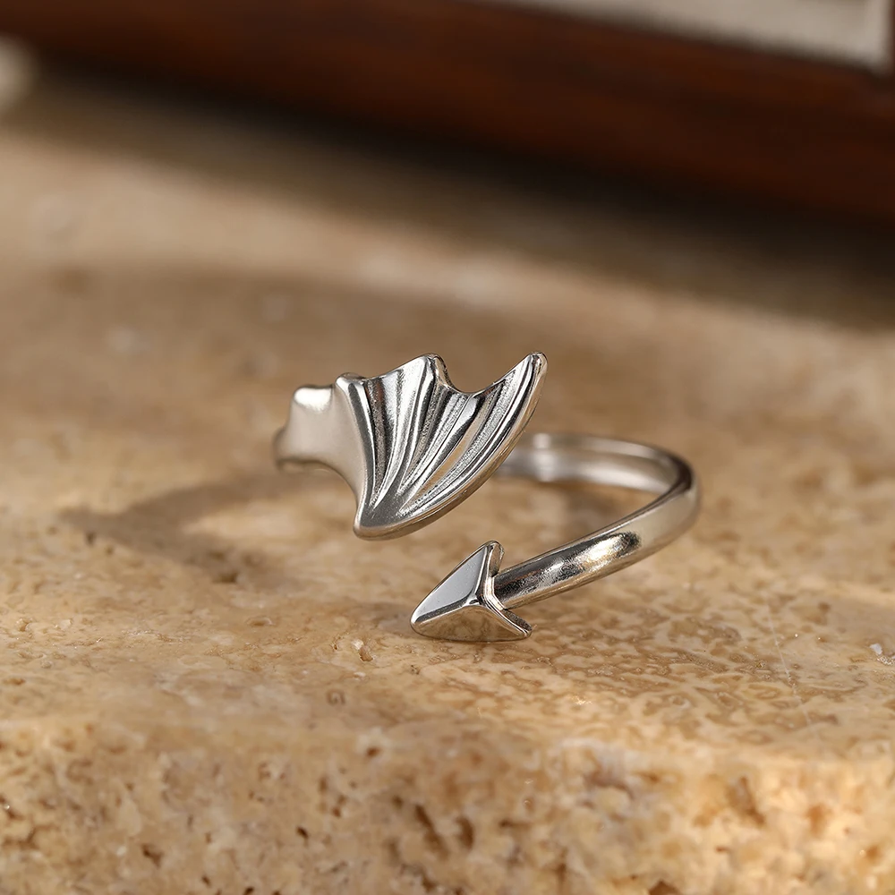DGIDDK Stainless Steel Anime Angel Devil Couple Rings for Men and Women Fashion Punk Retro Evil Wings Open Ring Party Jewelry