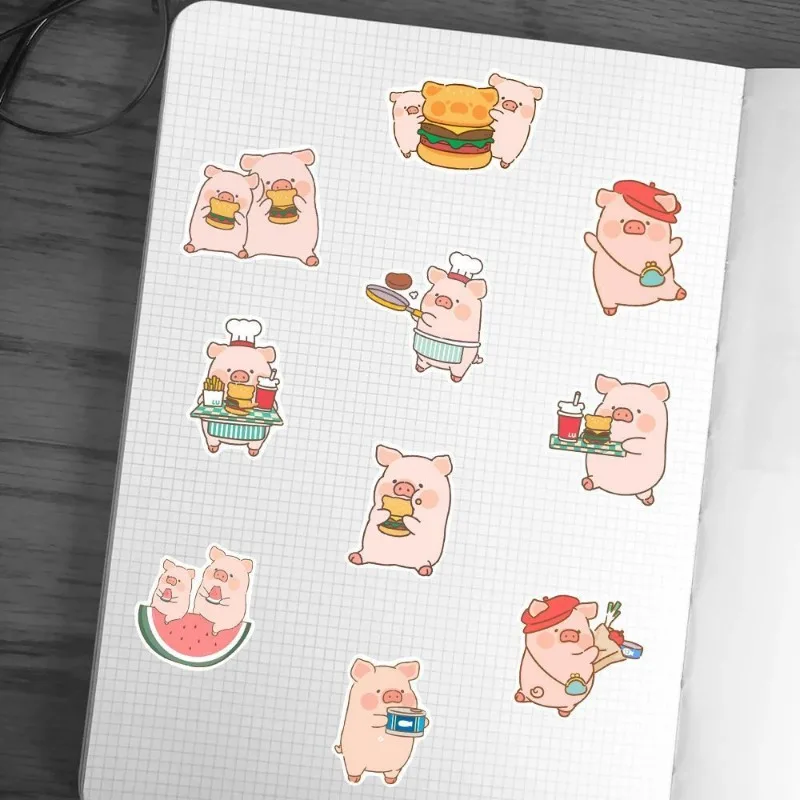 45 Uds dibujos animados Kawaii lindo cerdito funda para teléfono móvil portátil equipaje guitarra taza de agua monopatín juguetes para niños pegatinas al por mayor