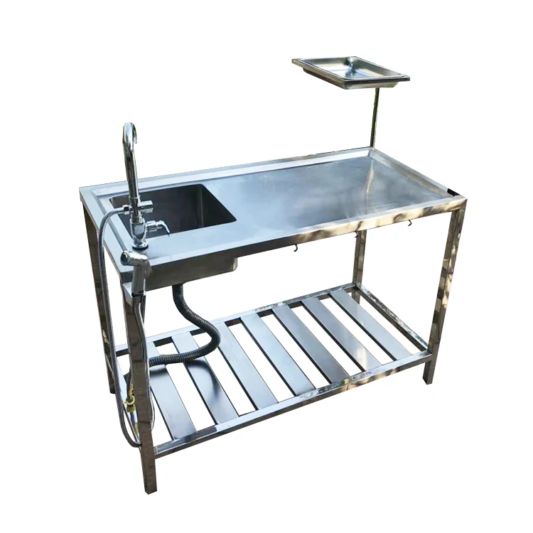 Stainless steel 304 material veterinary deplaning table Pet clinic table with sink infusion- stand down water pipe