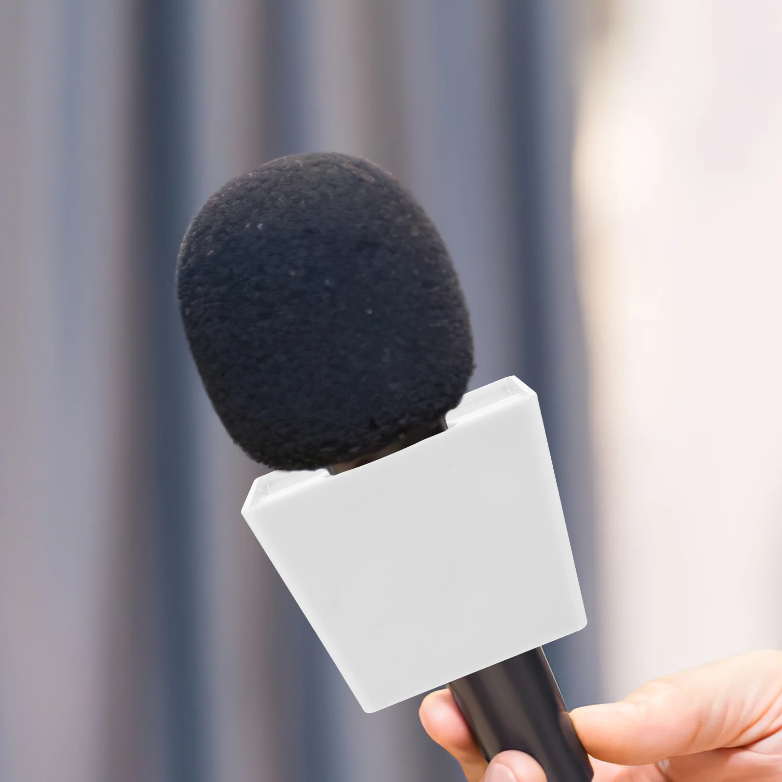 

Microphone Flag Holder Mini Mic Logo Cube Cover Microphone Logo Cube White Protective Interview Conference Accessory Holder