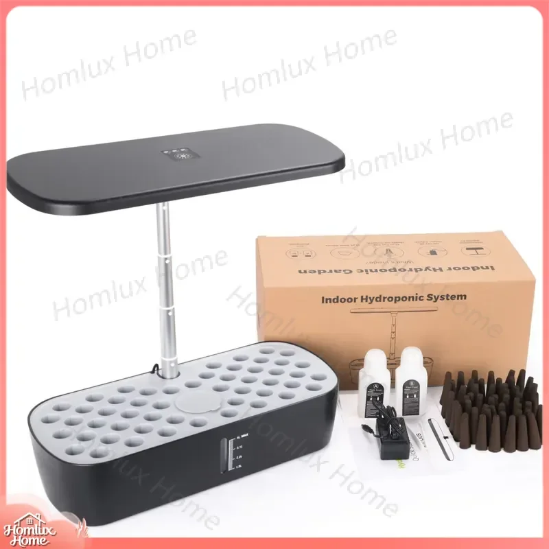 New Indoor Hydroponic Grow System with 52 Pods Full Spectrum LED Grow Light Automatic Water Pump 4L Reservoir for Herbs