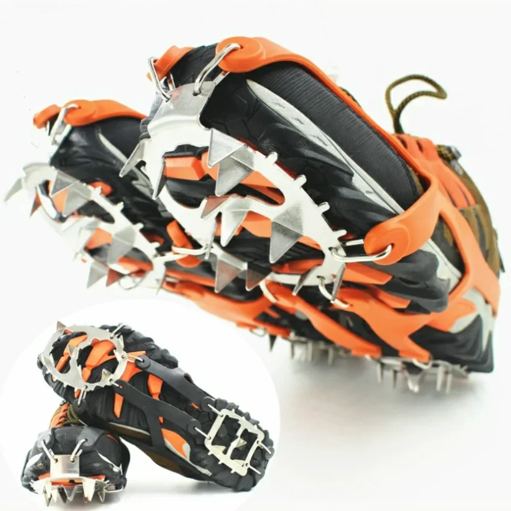 New 18 Teeth Climbing Crampons for outdoor winter Walk Ice Fishing Snow Shoes Antiskid Shoes Manganese Steel Shoe Covers