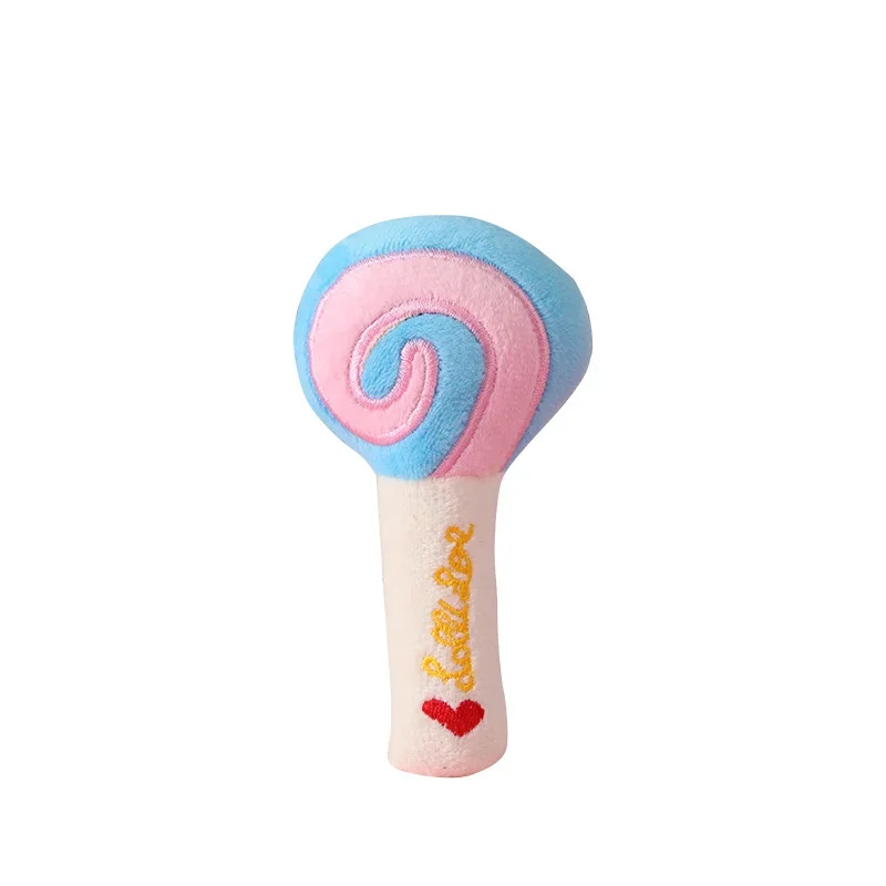 Holapet Cute Lollipop Dog Toys Pet Puppy Chew Squeaker Squeak Plush Sound Toy For Small Pet Dogs Chihuahua Pet Products -3Colors