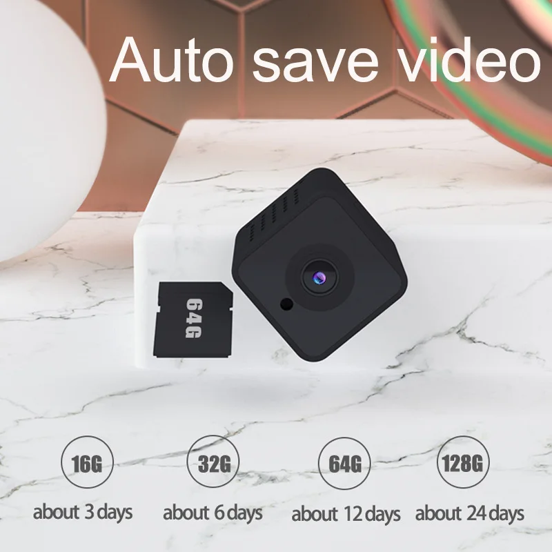 Mini caméra de surveillance IP WiFi HD 1080p, dispositif de sécurité domestique sans fil, avec vision nocturne infrarouge, détection de mouvement,