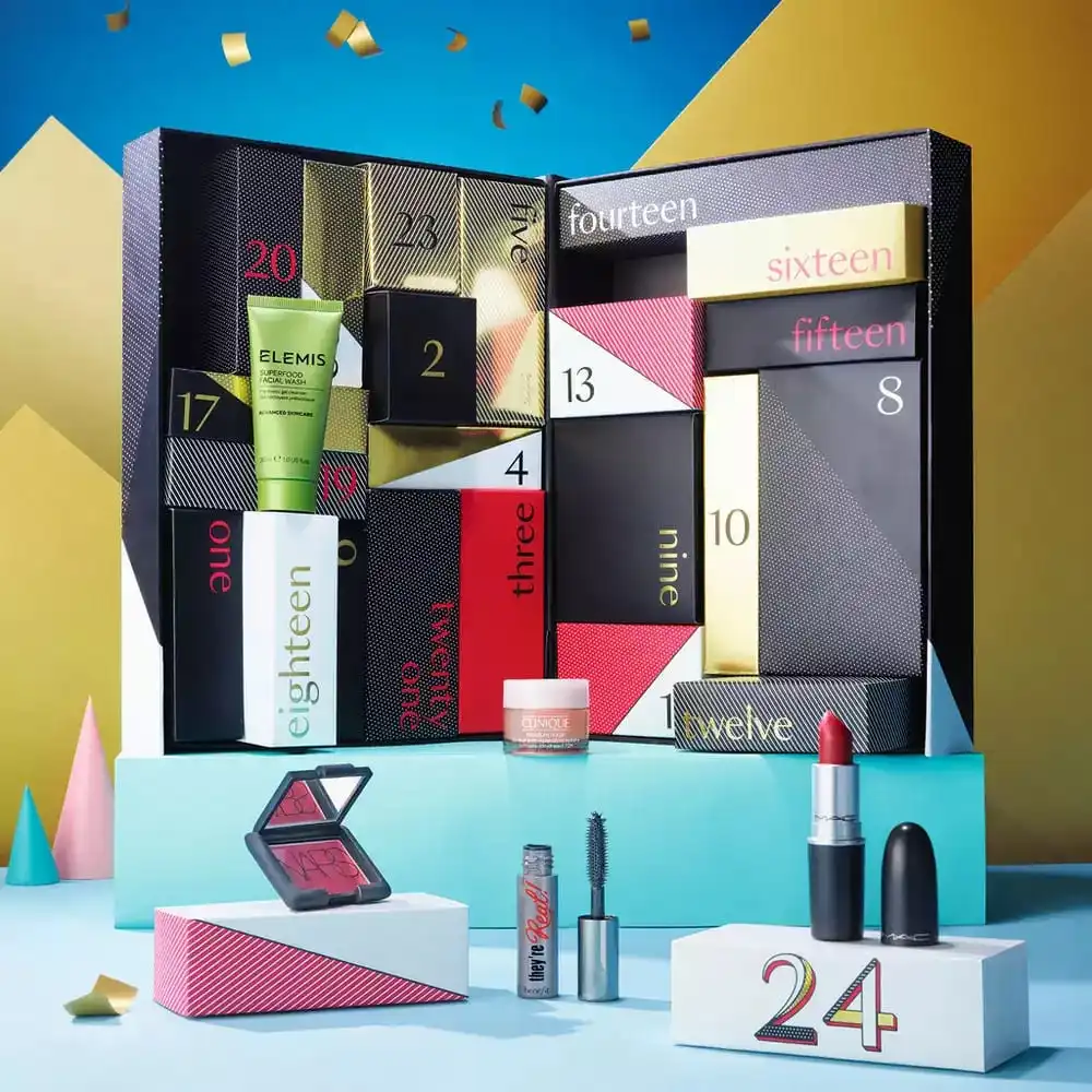 Customization.Custom logo Printing Beauty Makeup Diy Glitter Packaging Empty Christmas Advent Calendar Cosmetic Paper Box