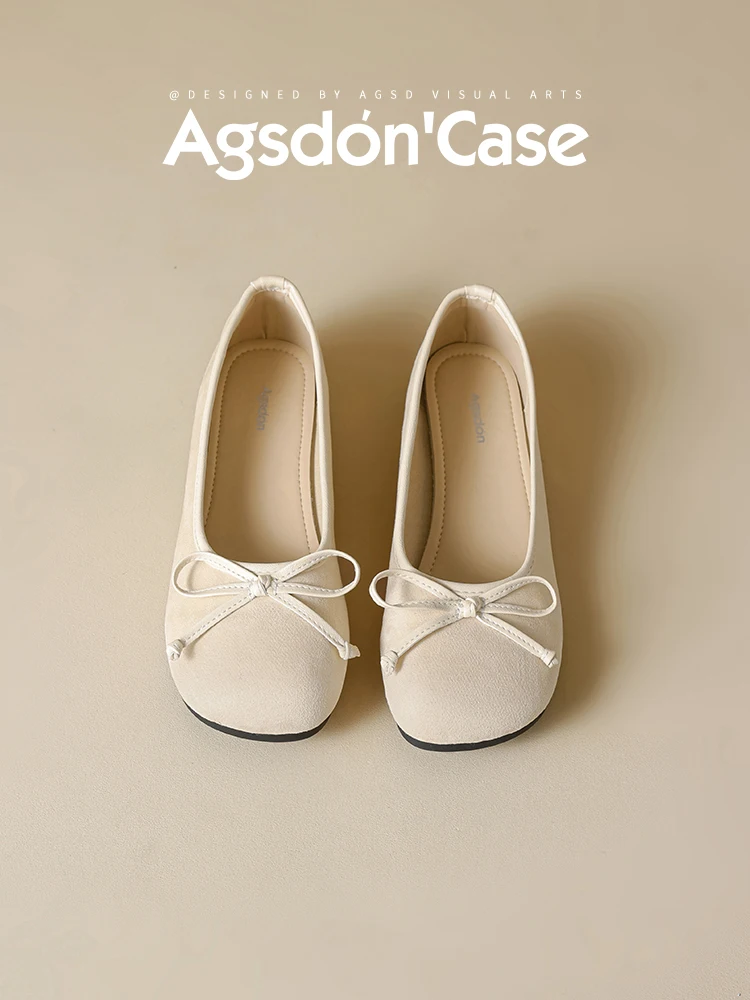 

Женские балетки Agsdon, новинка 2026 года, весна-лето, Мэри Джейн, суперпопулярные повседневные туфли без застежек, милый стиль, круглый носок