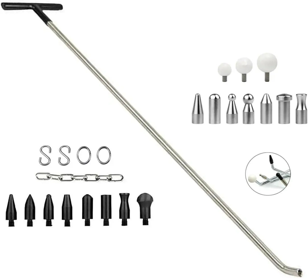 

Комплект для ремонта без покраски вмятин - стержни из нержавеющей стали с S-образным крючком для ремонта вмятин и повреждений автомобиля