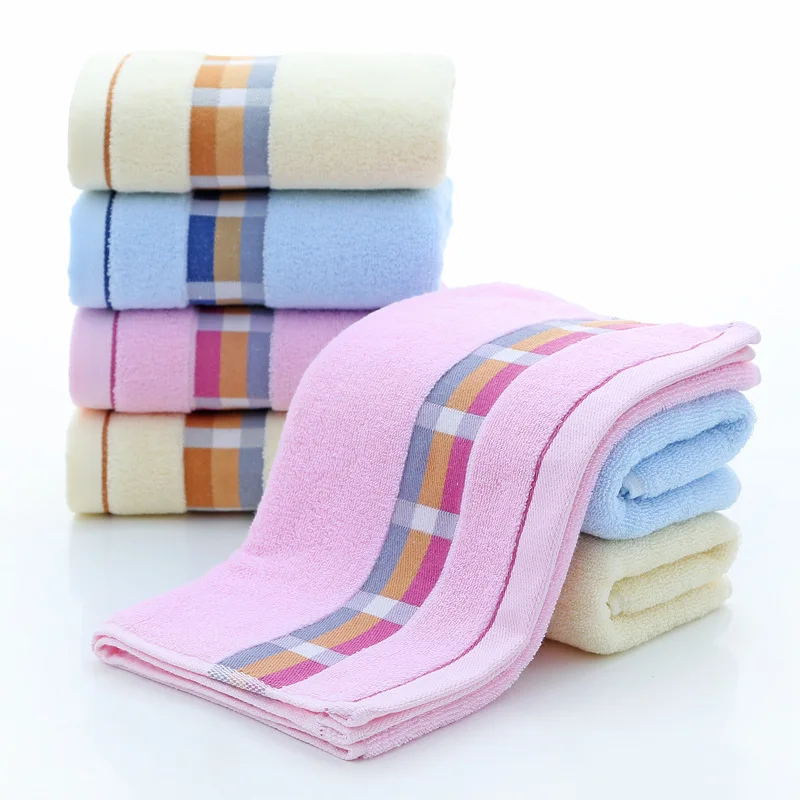 Soft Hand Towel Stripe Face Towel Microfiber Fabric Towel Hanging Bathing Towel for Bathroom Kitchen Quick Dry Towel