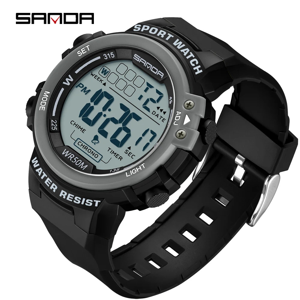 SANDA Fashion G Style Wristwatch for Men Military Sports Waterproof Stopwatch Luminous LED Digital Electron Watch Relojes hombre