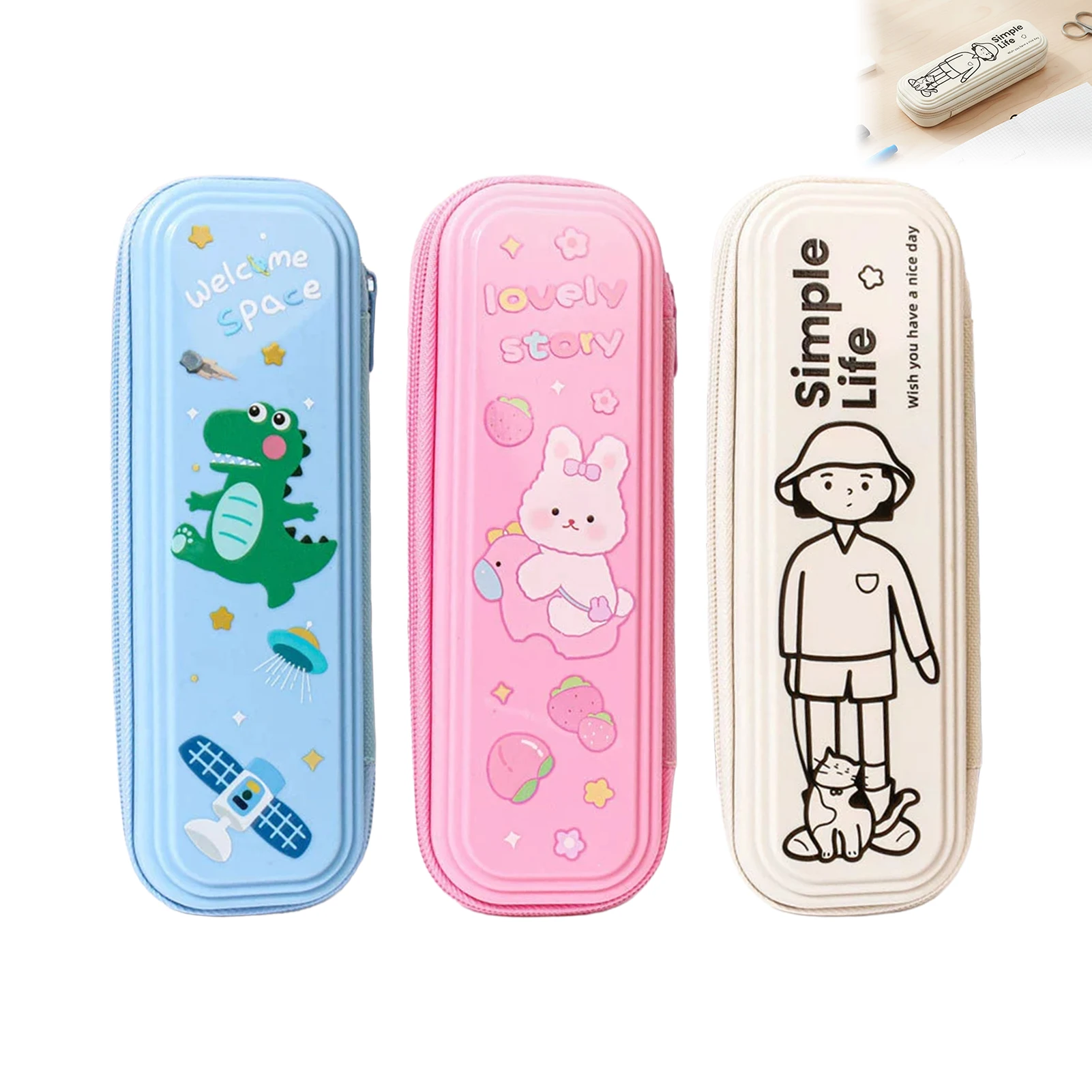 Kinder-Cartoon-Federmäppchen, robuste Kunststoff-Aufbewahrungsbox, Federmäppchen und Taschen für Schüler, geeignet für Schulbedarf