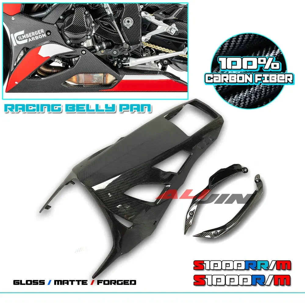 100% Real Carbon Fiber Lower Bottom Oil Belly Pan Fairing Motorcycle Front Spoiler Protector Cover for BMW S1000RR 2023 2024