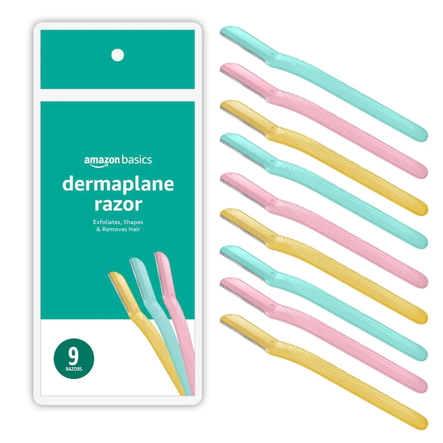 

Многофункциональный инструмент для дермапланирования и отшелушивания кожи для женщин, бритва для бровей и лица с защитным колпачком, разноцветная, 9 штук