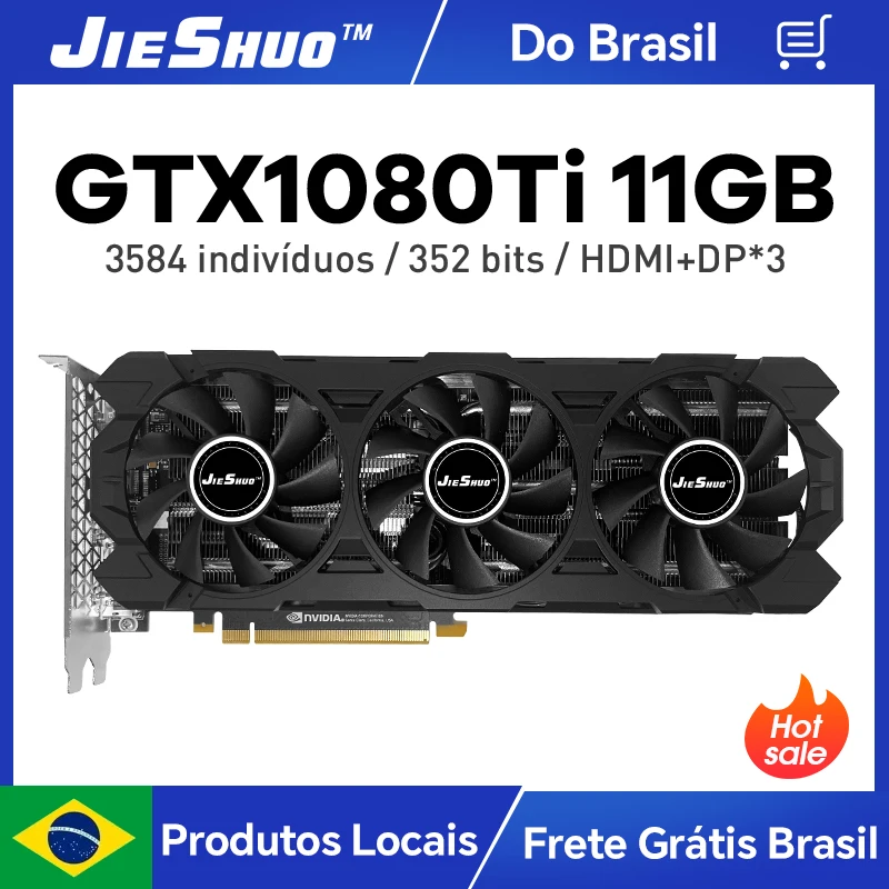 بطاقة رسومات الفيديو JIESHUO NVIDIA GTX 1080ti 11GB GDDR5X 352bit GPU gtx 1080 ti مناسبة لألعاب الكمبيوتر المكتبية والمكاتب، #1