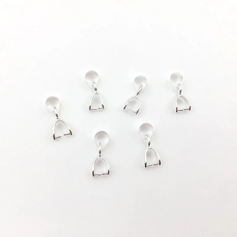 Size 5*13 7*15 8*17MM 10/20/50PCS 925 Silver Findings Bail Connector Bale Pinch Clasp Clip 925 Silver Pendant Fittings