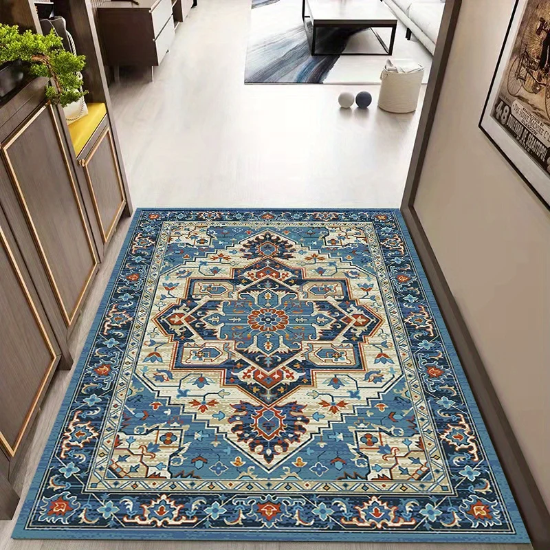 

[Comfortable Crystal velvet Rug]1pc, Vintage Boho Area Rug, Soft And Thickened Crystal Velvet Floor Mat,