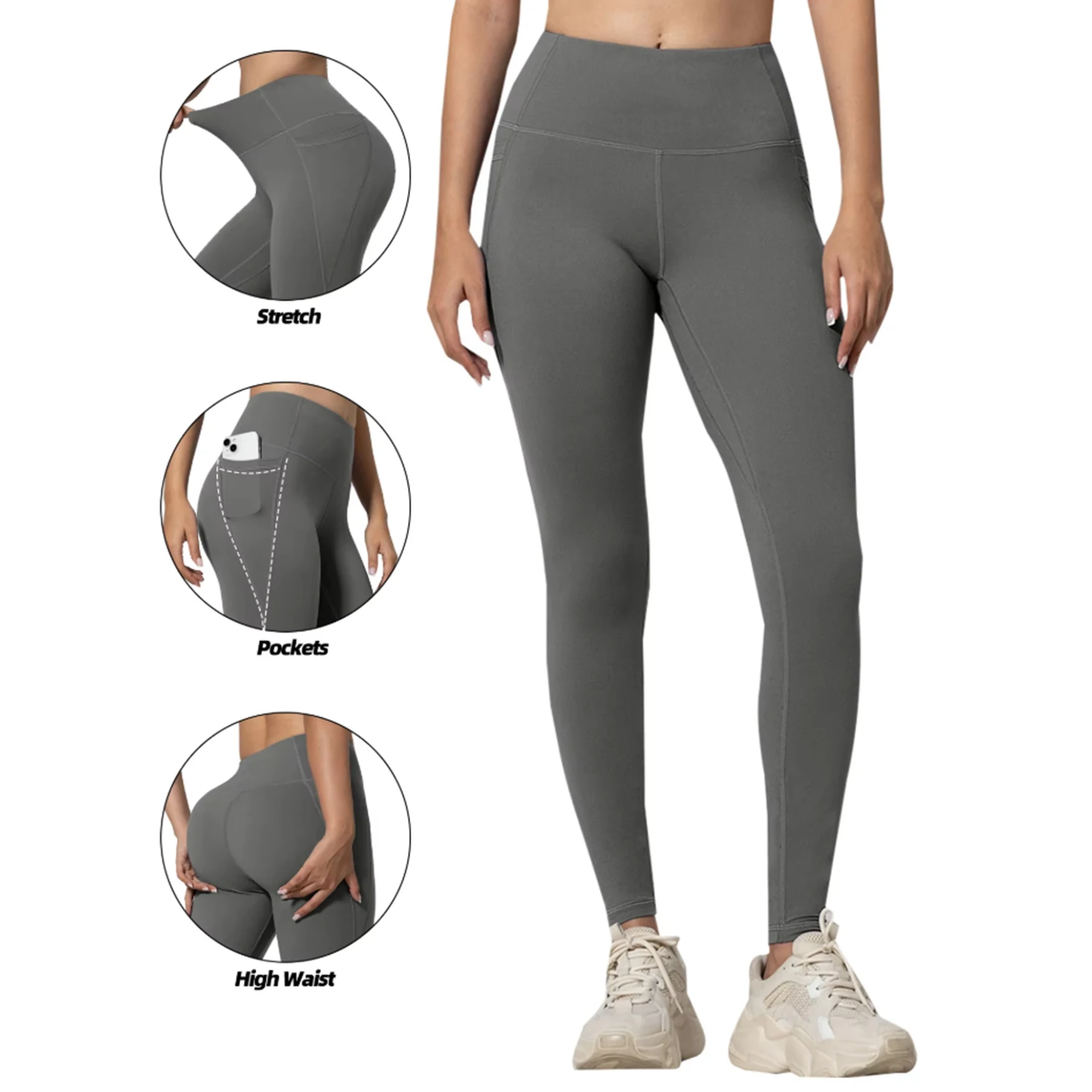 

2025 сексуальные леггинсы для спортзала с карманами, женские узкие эластичные спортивные леггинсы для фитнеса, повседневные цельные брюки с высокой талией