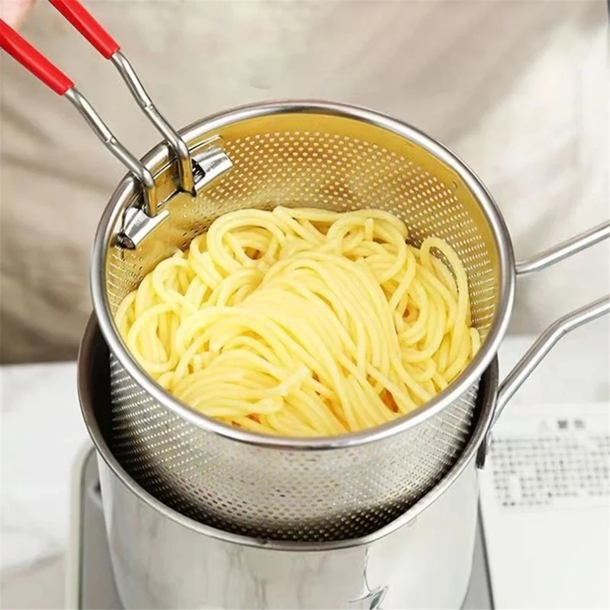 Small Frying Pan with Frying Basket Stainless Steel Frying Pan