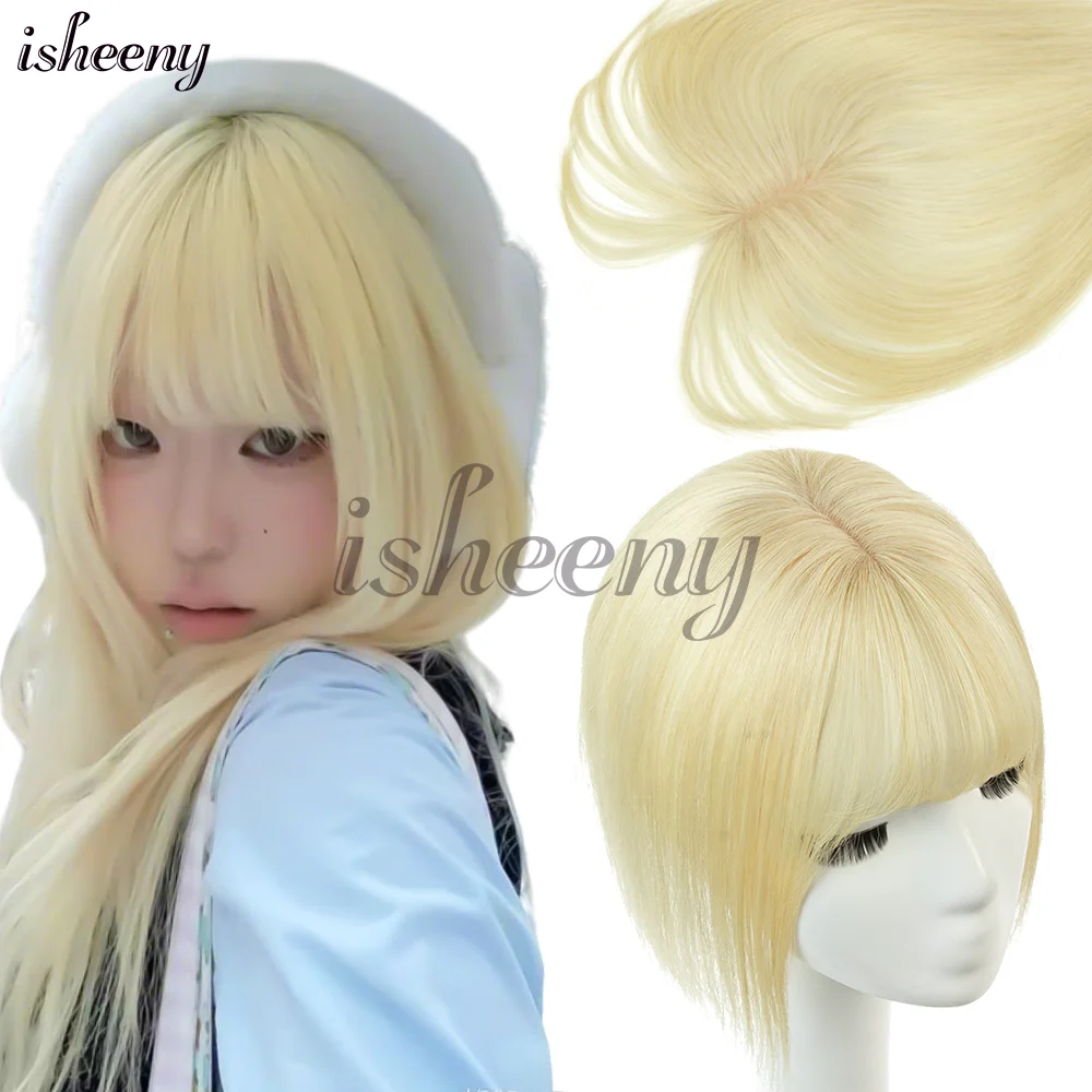 

8-14 дюймов Топпер из натуральных волос с челкой для женщин Заколка для кожи головы из натуральной кожи в топпехе Прямые шиньоны для волос 5x9 см Базовая сетка