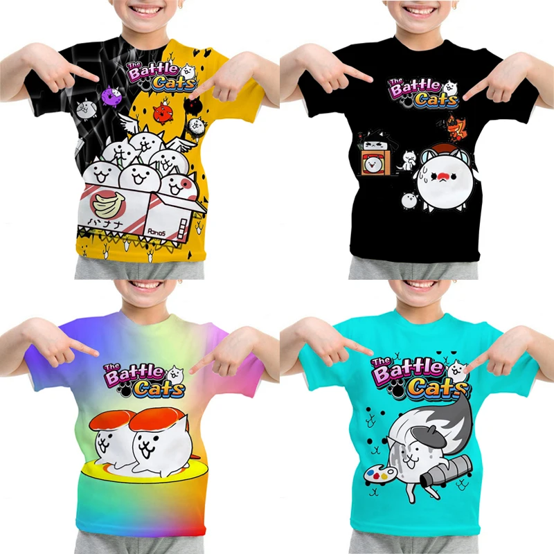 

Game The Battle Cats T-shirts for Children Kids Clothes Summer Short Sleeve Casual T Shirt Girls Cartoon T-Shirt Baby Boys Tees