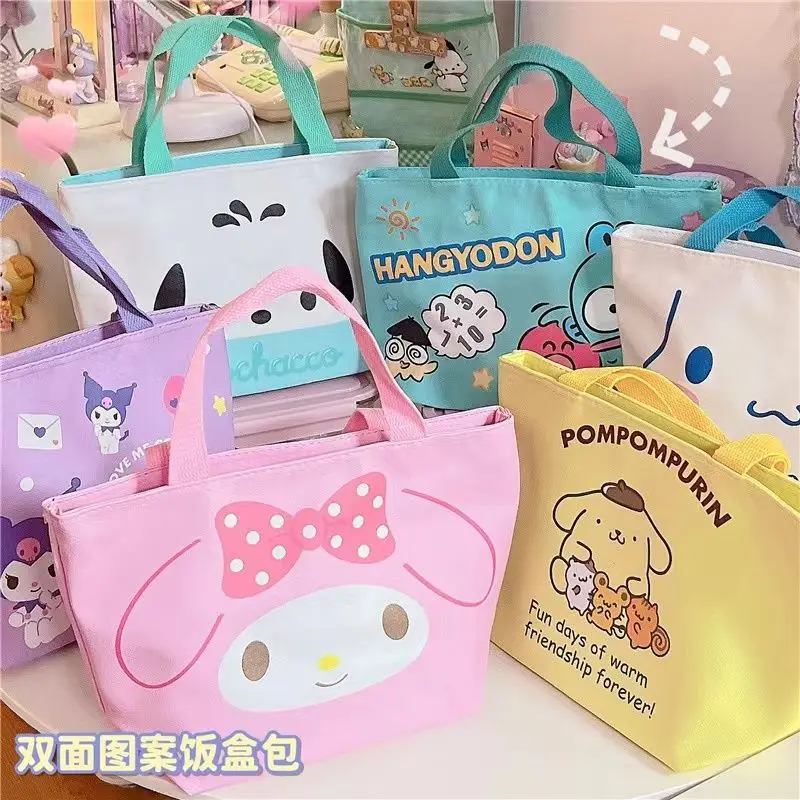 

Sanrio My Melody Kuromi Cinnamoroll милый Ланч-бокс, сумка, изолированная сумка, сумка для хранения, мультяшный принт, ПУ, водонепроницаемая Сумочка, подарок