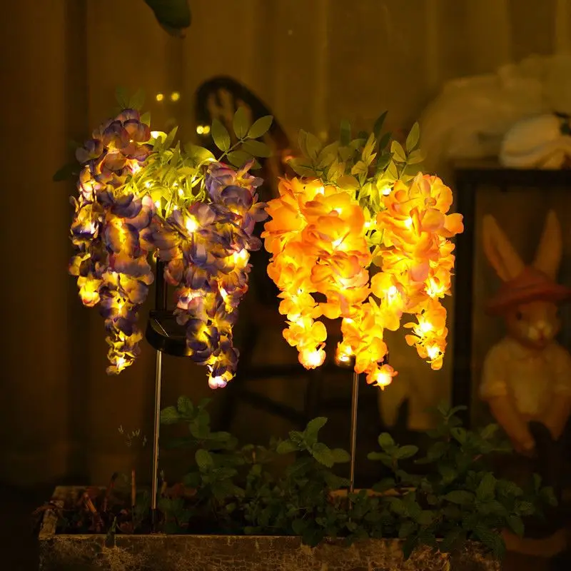Standard：1PC Solar Wisteria Flower Ground Stake Light, Outdoor Waterproof LED Garden Lawn Decorative Lamp