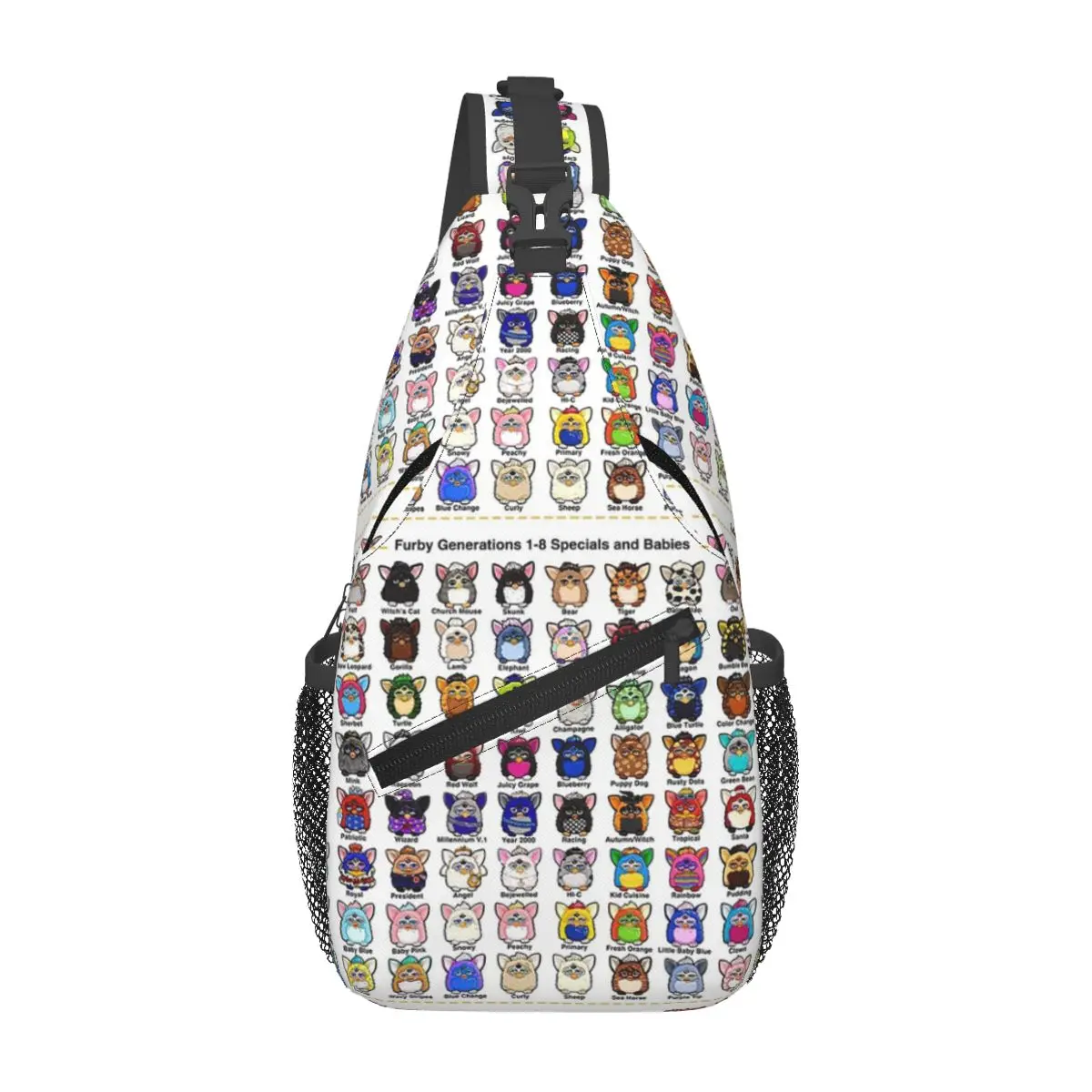 Furby Collection Chest Bag Men Sling Crossbody Backpack Chest Bag Travel Hiking Daypack Shoulder Bag