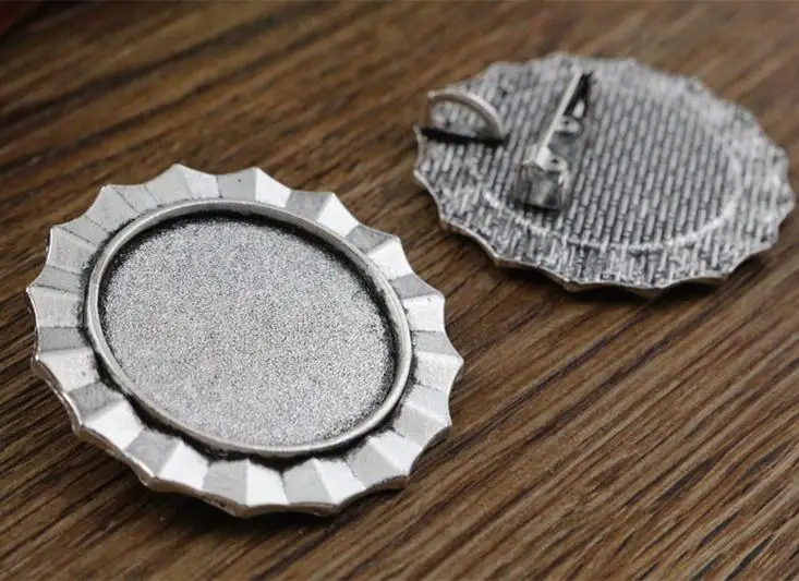 New Fashion 5pcs 25mm Inner Size Antique Silver Plated Brooch Cameo Cabochon Base Setting Charm Pendant (A5-36)