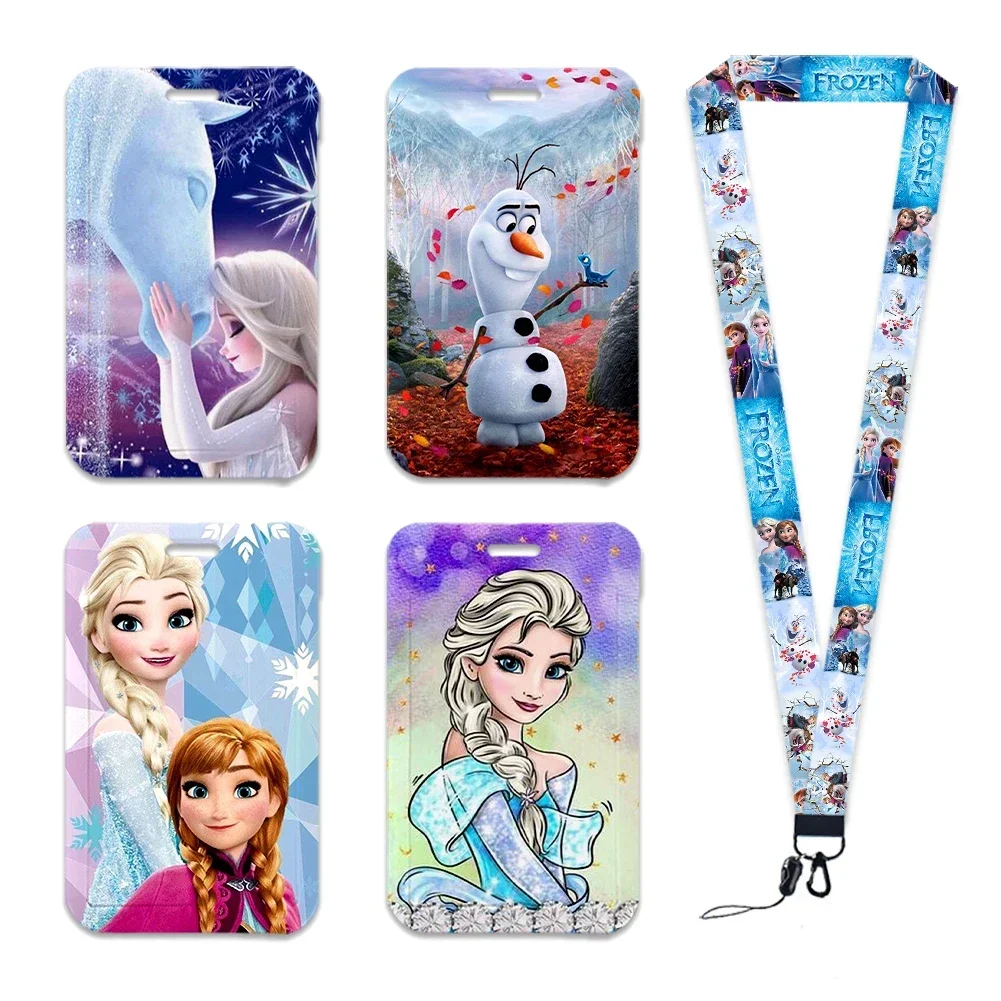 Disney Frozen 2 Elsa Princess Anna Olaf Lanyards Id Credit Card Cover Pass Mobile Phone Charm Neck Straps Badge Holder Gifts