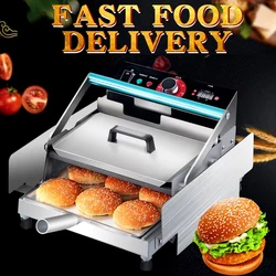 PBOBP Hamburger Toasting Machine Commercial Electric Hamburger Grill Machine Stainless Steel Bun Toaster Burger Bread Warmer