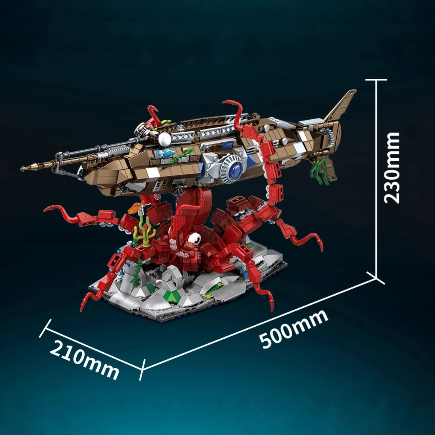 

Octopus Submarine Building BlocksKit Underwater Scene Animal Ship Assembly Desktop Ornaments Toys Xmas Gift for Kid DK7078