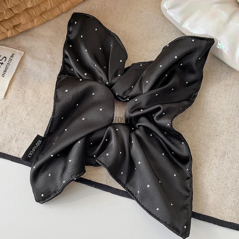 Satin-Quadrathandtuch, Dickdarm-Haarband, hochwertiges Haarseil, Haargummi, Gummiband, niedriges Pferdeschwanz-Stirnband.