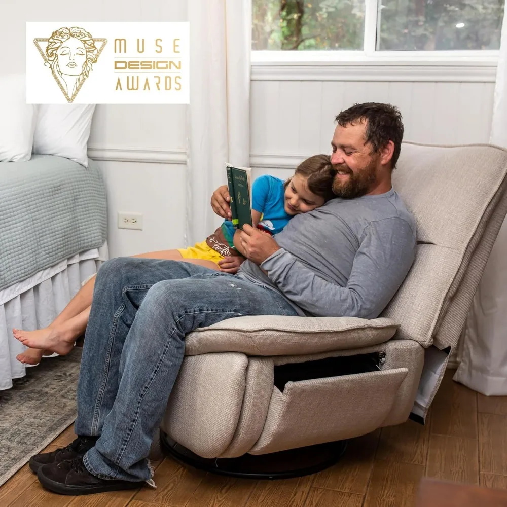 كرسي لوتس دوار هزاز للبالغين، كبير الحجم 360 درجة °   كرسي كرسي دوار، كتان معتمد، حائز على الجائزة