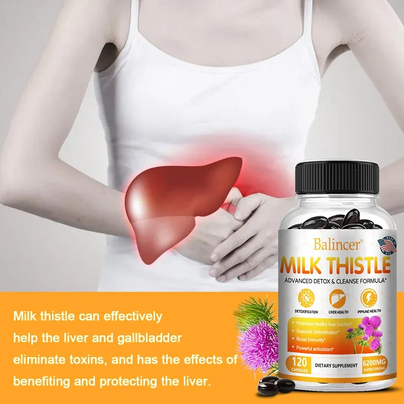 Milk Thistle Capsules Promote Liver Cell Regeneration, Enhance Liver Detoxification, Prevent Damage & Support Liver Health