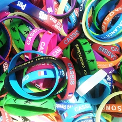 5pieces free samples  Wristbands Custom Debossed Logo Filled Silicone Barcelets  Printed Embossed Rubber Bangles sample for Ref