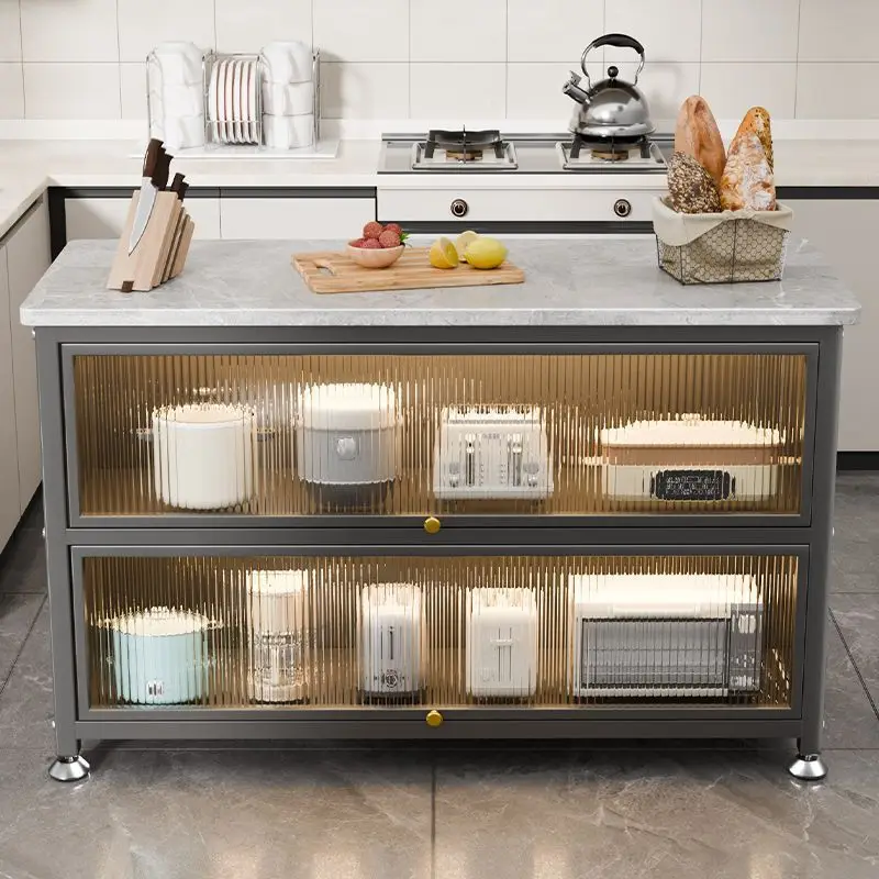 Floor-Standing Multifunctional Kitchen Storage Unit Sideboard Prep Table Cabinet for Organizing Cookware Essential Home Decor