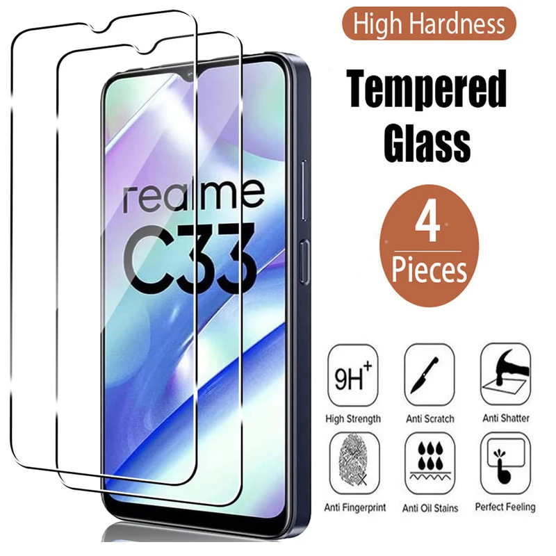 

2/4Pcs Full Cover Tempered Glass For Realme C33 C35 C11 C25Y C21Y C21 C25Y C30S C20A C15 C25S Screen Protector Protective Glass