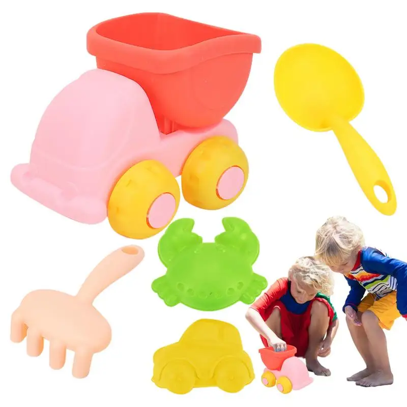 

Kids Beach Sand Toy Set 5 Pieces Children's Beach Toys Outdoor Silicone Summer Beach Toys For Backyard Lake Garden Swimming Pool