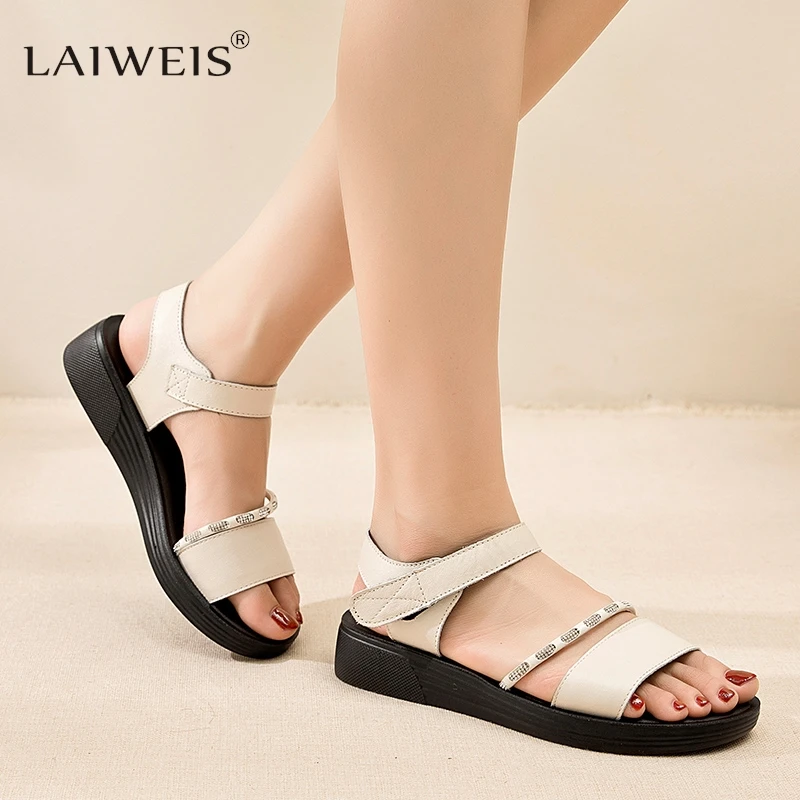 2024 neue Frau Sommer Komfort Sandalen Mode offene Zehen weibliche flache Schuh Knöchel Schnalle Riemen Plattform römische Schuhe Sandal ias Mujer