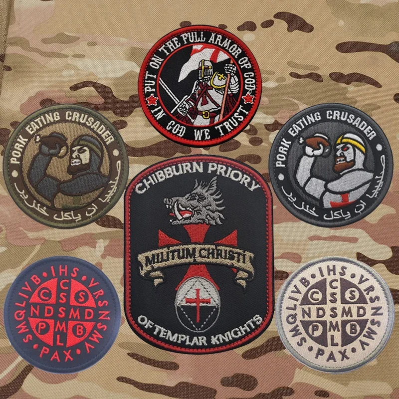 Crusader Templars Embroidered Patches Tactical Patches Stickers On Clothing With Hook And Loop