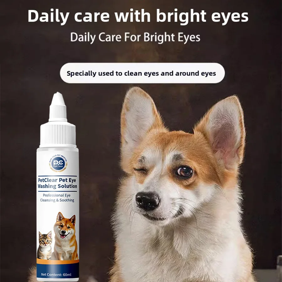 PetClear Pet Eye Wash 60ml - Gentle Non-Irritating Hypoallergenic Formula, Professional Eye Cleaning & Soothing Care