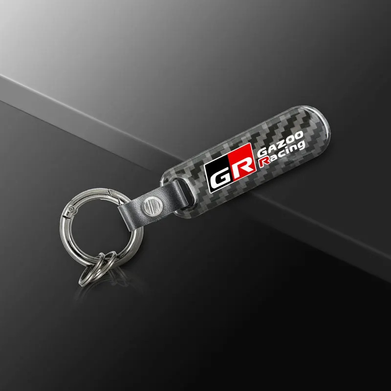 High Quality Carbon Fiber Car Keychain Key Rings Holder For Toyota GR Sport Gazoo Racing Rav4 Corolla Prius Yaris Accessories