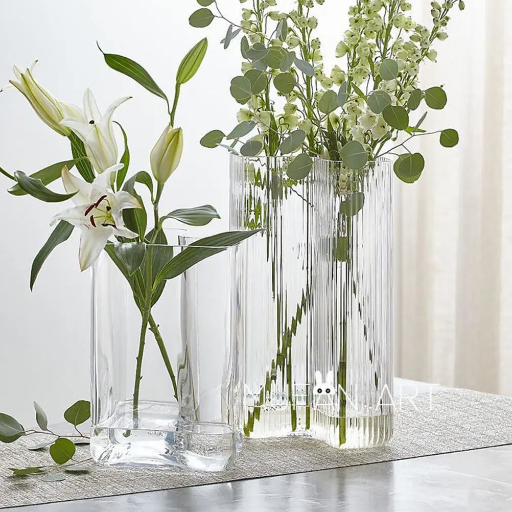 

1Pcs Classic Transparent Vase High Class Material Delicate Flower Water Planting Ornament Vase Water Planting Container