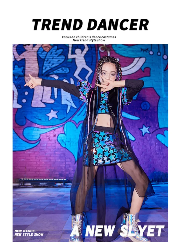 New Hip Hop Performance Clothes Girls Sequin Costumes Children'S Jazz Dance Costumes Model Catwalk Stage Costumes OA2310