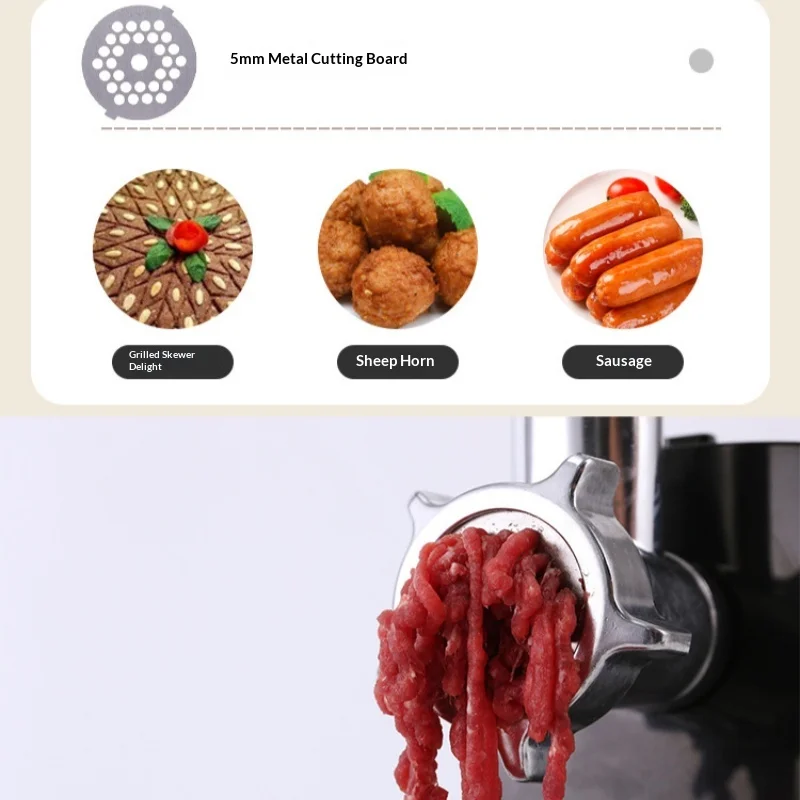 Electric Meat Grinder Sausage Stuffer Fully Automatic Low Noise Multifunctional 220V EU Plug Stainless Steel for Home Commercial